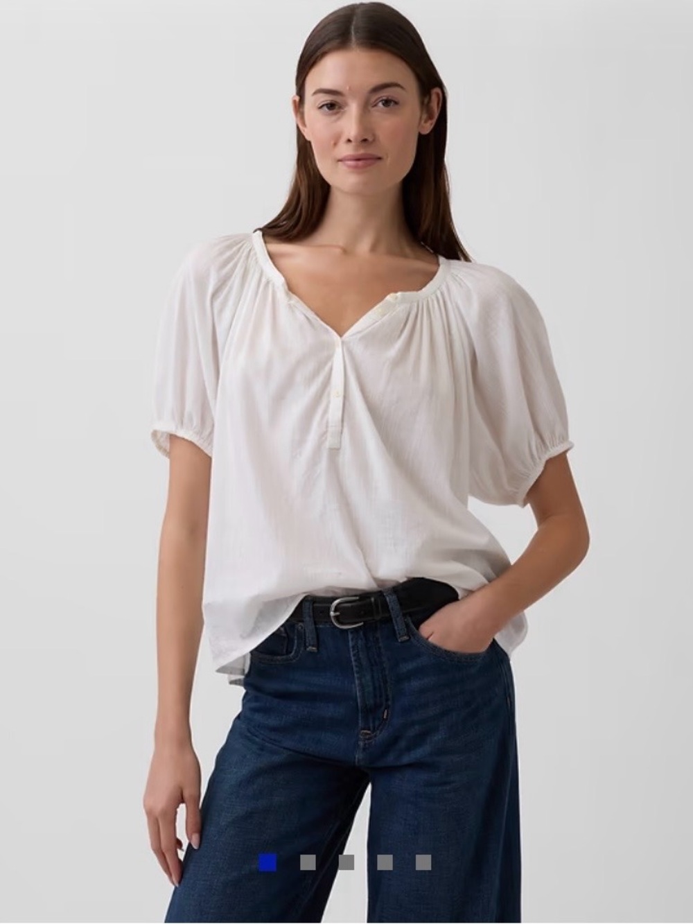 GAP White Peasant Blouse with Scoop Neck